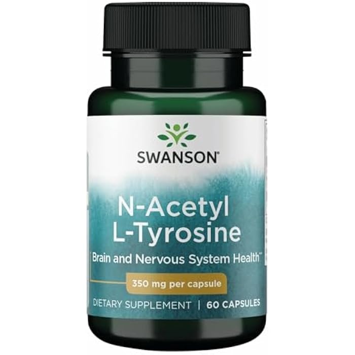 Swanson N-Acetyl L-Tyrosine - Amino Acid Supplement Supporting Overall Brain Health & Central Nervous System Function - Promotes & Cognitive Health - (60 Capsules, 350mg Each) - Image 1