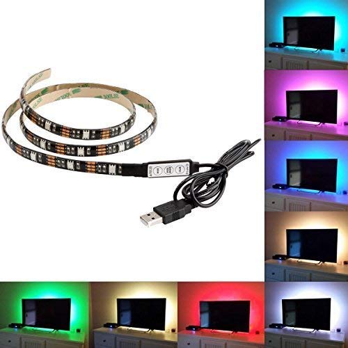 XERGY USB 5V 5050 RGB Led Flexible Strip Light Multi-Color Changing Lighting Kit, Tv Background Lighting with Mini Controller for Tv Pc Laptop Bias Lighting (1 Meter for Tv'S Upto 28") 1 Meters - Image 2
