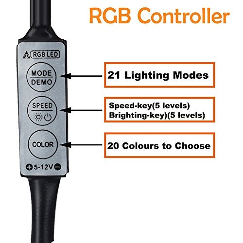 XERGY USB 5V 5050 RGB Led Flexible Strip Light Multi-Color Changing Lighting Kit, Tv Background Lighting with Mini Controller for Tv Pc Laptop Bias Lighting (1 Meter for Tv'S Upto 28") 1 Meters - Image 3