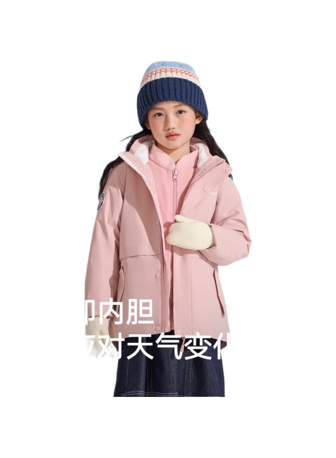 PELLIOT [Classic 2.0] Outdoor Children'S 3-In Waterproof Jacket For Spring And Autumn, 13440137, Pink, Size 130 - Image 3
