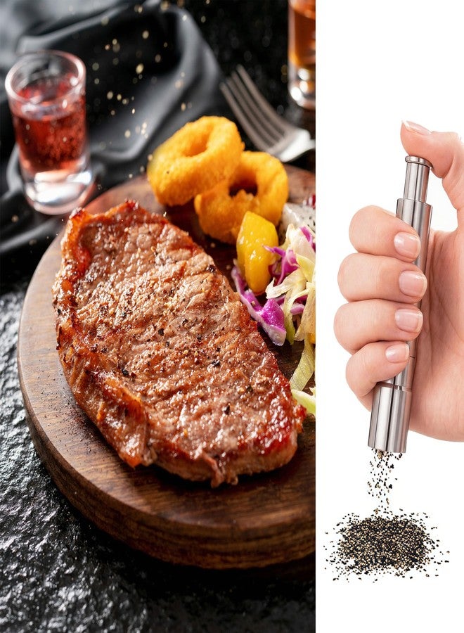 Keeshibao Pepper Grinder, Stainless Steel Pepper Mill Salt Grinder Refillable Design, Manual Salt and Pepper Grinder Set for Spice, Black Pepper, Sesame, Peppercorn, 6 inch x1.1 inch，1 Piece - Image 2