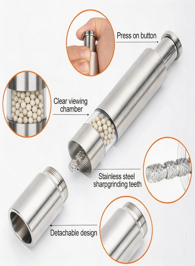 Keeshibao Pepper Grinder, Stainless Steel Pepper Mill Salt Grinder Refillable Design, Manual Salt and Pepper Grinder Set for Spice, Black Pepper, Sesame, Peppercorn, 6 inch x1.1 inch，1 Piece - Image 3