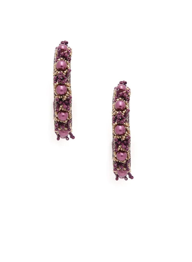 SOHI Red Contemporary Half Artificial Hoop Earring Jewellery