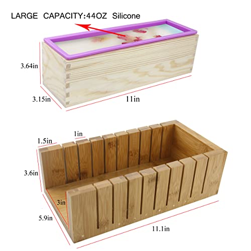 MDPQT 2 PCS Silicone soap molds -1 PCS Soap Cutting Tool Set Wooden Bamboo - Image 3