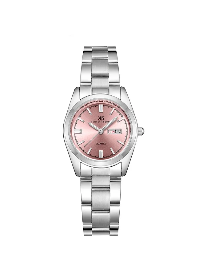 كينيث سكوت Kenneth Scott K23543-SBSP Women Analog Display Watch & Solid Stainless Steel Strap Silver