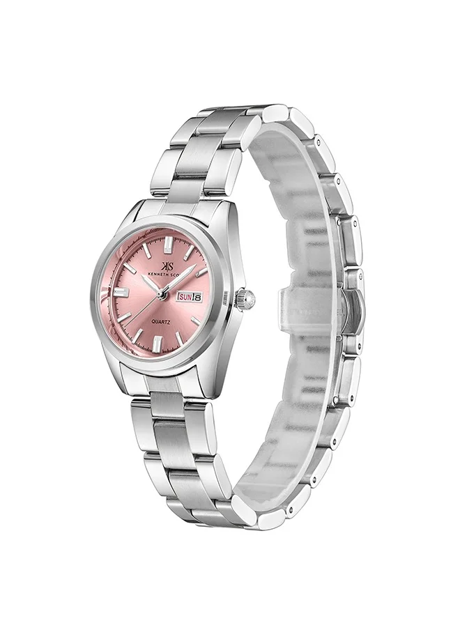 KENNETH SCOTT Kenneth Scott K23543-SBSP Women Analog Display Watch & Solid Stainless Steel Strap Silver