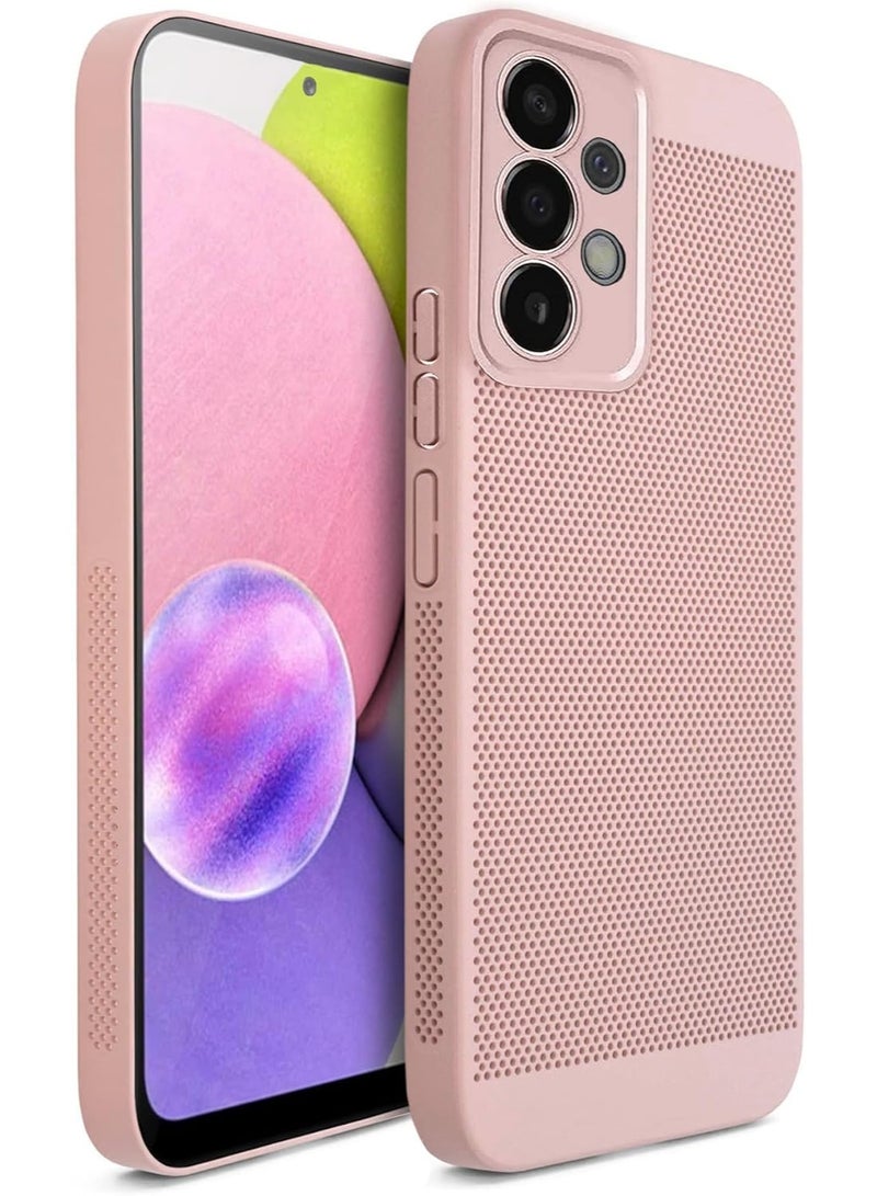 Heat Dissipation Case with Built in Camera Lens Protector Slim Fit Breathable Cooling Anti Fingerprint Hard PC Back Shockproof Cover For Samsung Galaxy A52/A52s (Pink)