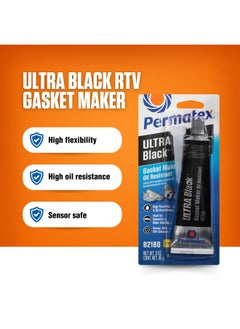 Permatex 82180 Ultra Black Maximum Oil Resistance Rtv Silicone Gasket Maker Sensor Safe And Non Corrosive For High Flex And Oil Resistant Applications 3 Oz  - Image 2