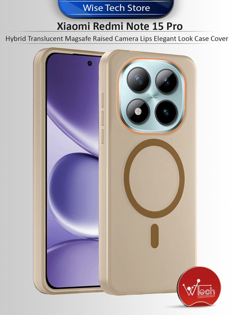 دبليو تيك غطاء حافظة شاومي ريدمي نوت 15 برو 5G 2025 شفاف هجيني مع ماجسيف وشحن مغناطيسي وحواف مرتفعة للكاميرا، تصميم أنيق - بني (MCMPMN) - Image 1