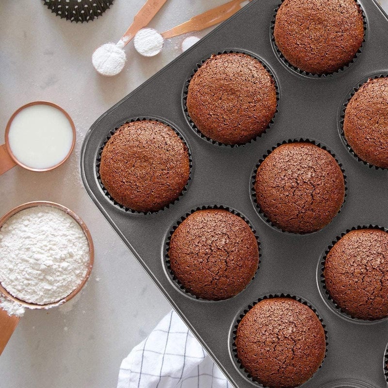BLACKSTONE Best Cupcake Baking Pan 12 Cup Non-Stick Muffin Tray Grey Cake Pan - Image 5