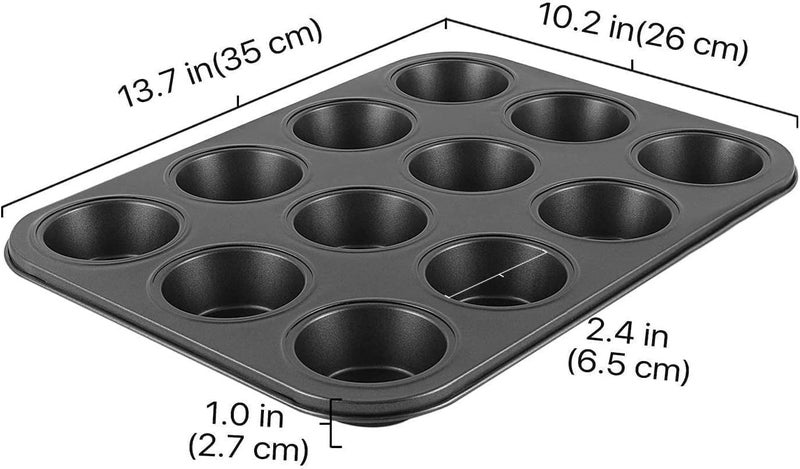 BLACKSTONE Best Cupcake Baking Pan 12 Cup Non-Stick Muffin Tray Grey Cake Pan - Image 4