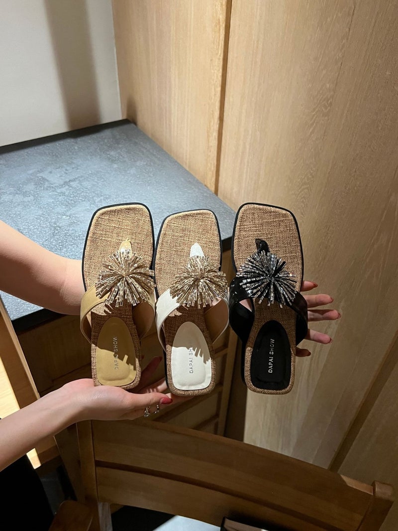 Women's French Square Toe Platform Thong Sandals - Image 4