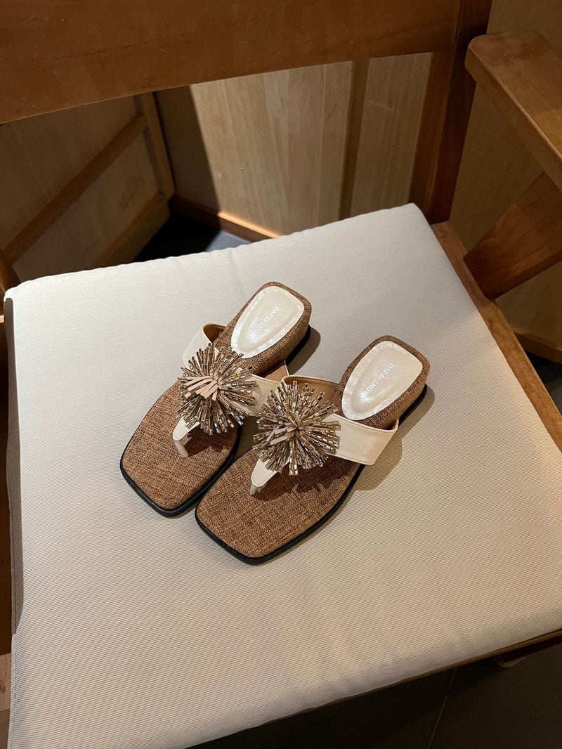 Women's French Square Toe Platform Thong Sandals - Image 5