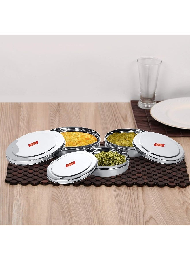 Sumeet Stainless Steel Chocolate Flat Slim N Sleek Canisters – Set of 3 (700ml, 900ml, 1200ml), Rust-Proof, BPA-Free, Stackable, Mirror Finish, Dishwasher Safe for Storing Roti, Biscuits & More - Image 2