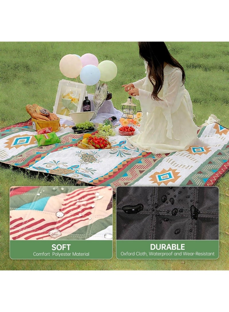 رحلة التنوعD بطانية نزهة للتخييم في الهواء الطلق مقاس 200 سم × 150 سم، حصيرة شاطئ محمولة، حصيرة تخييم، حصيرة شاطئ للتخييم، الشاطئ، نزهة شواء، التنزه، السفر، مقاومة للماء - Image 3