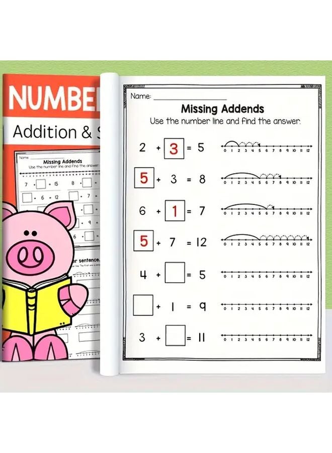 Math Workbook Addition Subtraction Color Coded Exercises Crossword Puzzles Fun Activities For 1st Grade Interactive Learning Homeschool Classroom Education Ages 4 7 - Image 1