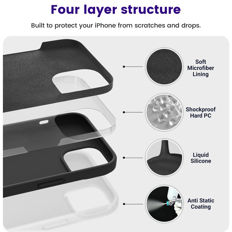 OTOFLY Designed for iPhone 14 Case, Silicone Shockproof Slim Thin Phone Case for iPhone 14 6.1 inch (Black) - Image 2