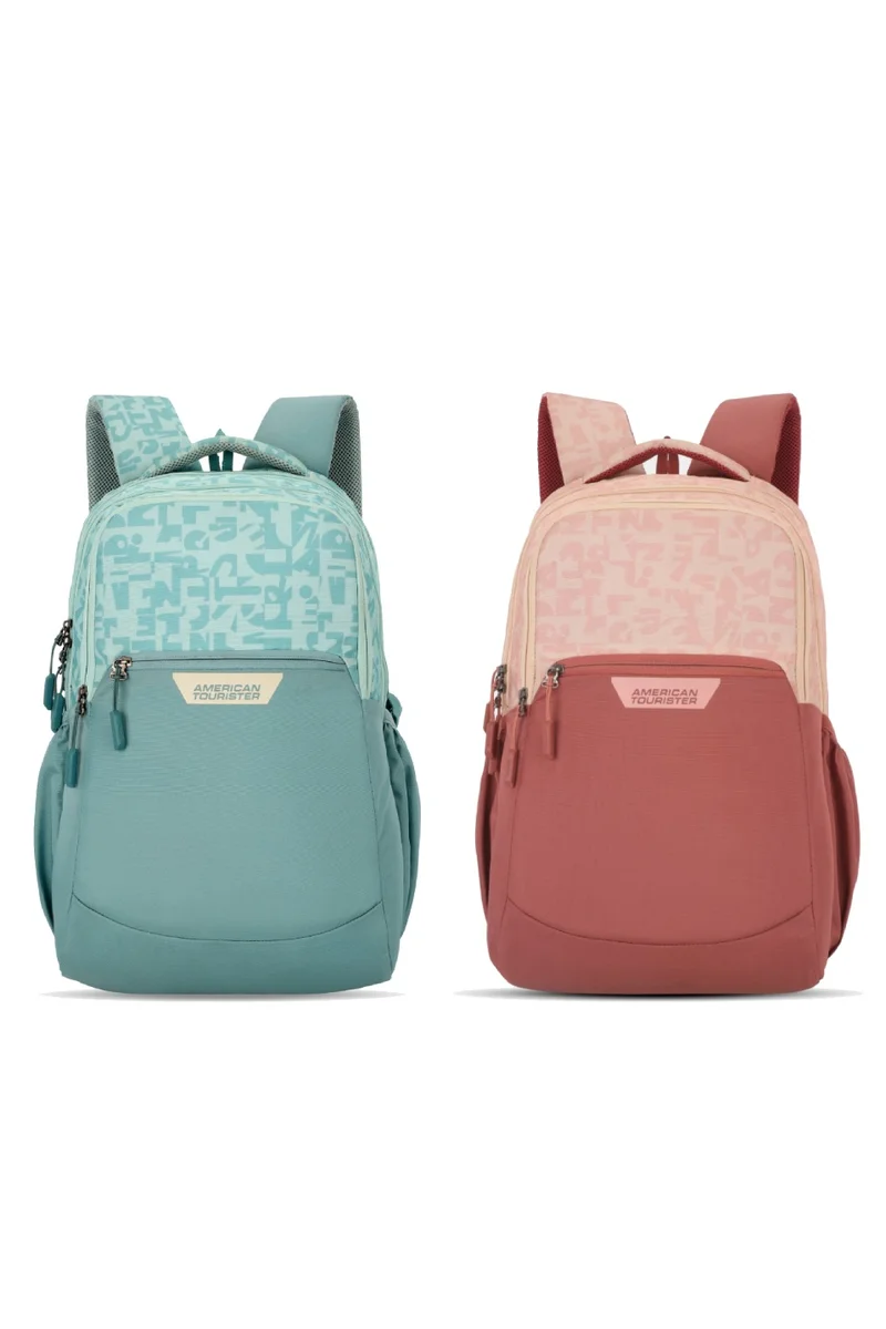 AMERICAN TOURISTER Alden Backpack Combo - Aqua - Powder Pink - 1 Year Global Warranty