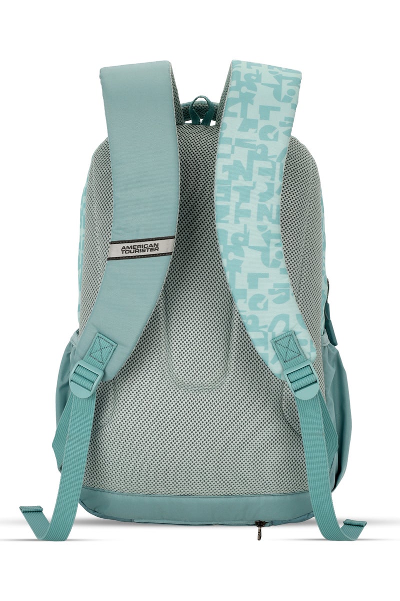 Alden Backpack Polyester 32L Capacity, Aqua + Pink|Spacious Interior|Water Repellent Material|Ergo Back & Shoulder|Adjustable Strap - 1 Year International Warranty