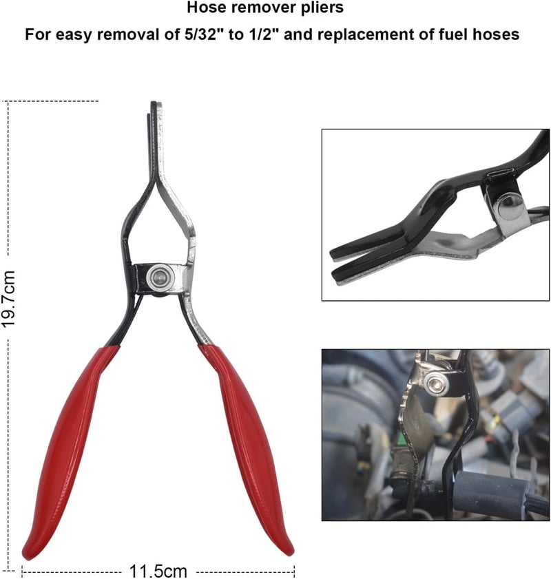 TOOLEAGUE Fuel Line Pliers Set 6Pcs, Hose Remover, 9" Fuel Filter Caliper, Hose Pipe Clamp Clip, Flat Hose Clamp Plier, 30 Degree Disconnect Pliers Set for Auto Maintenance with Storage Case - Image 3