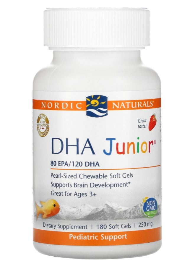 DHA Junior Great for Ages 3+ Strawberry 250 mg 180 Soft Gels (62.5 mg per Soft Gel)
