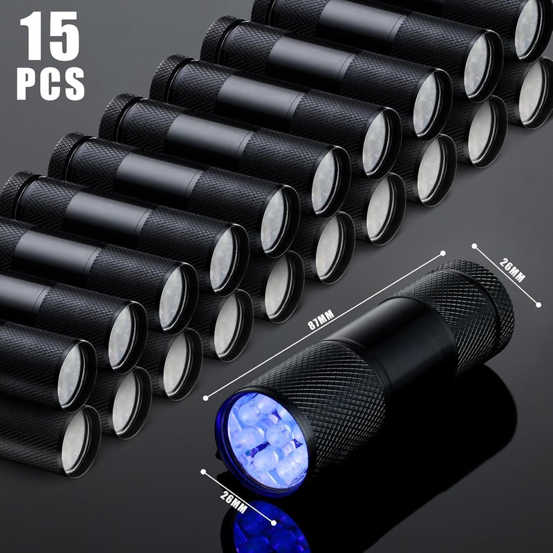 Hortsun UV Handheld Blacklight Flashlights Portable Black Light 9 LED Mini Light Torch Detector for Dog Cat Pets Urine and Stains Bed Bugs and Scorpion Halloween Ghost Haunted House15 Pcs - Image 2