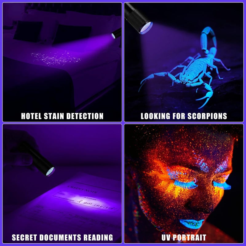 Hortsun UV Handheld Blacklight Flashlights Portable Black Light 9 LED Mini Light Torch Detector for Dog Cat Pets Urine and Stains Bed Bugs and Scorpion Halloween Ghost Haunted House15 Pcs - Image 4