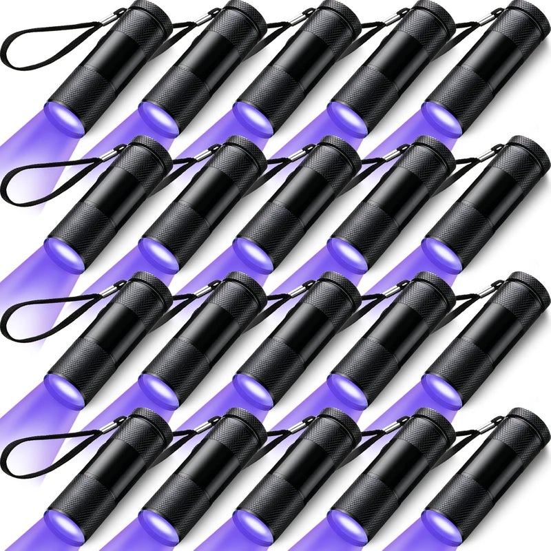 Hortsun UV Handheld Blacklight Flashlights Portable Black Light 9 LED Mini Light Torch Detector for Dog Cat Pets Urine and Stains Bed Bugs and Scorpion Halloween Ghost Haunted House15 Pcs - Image 1