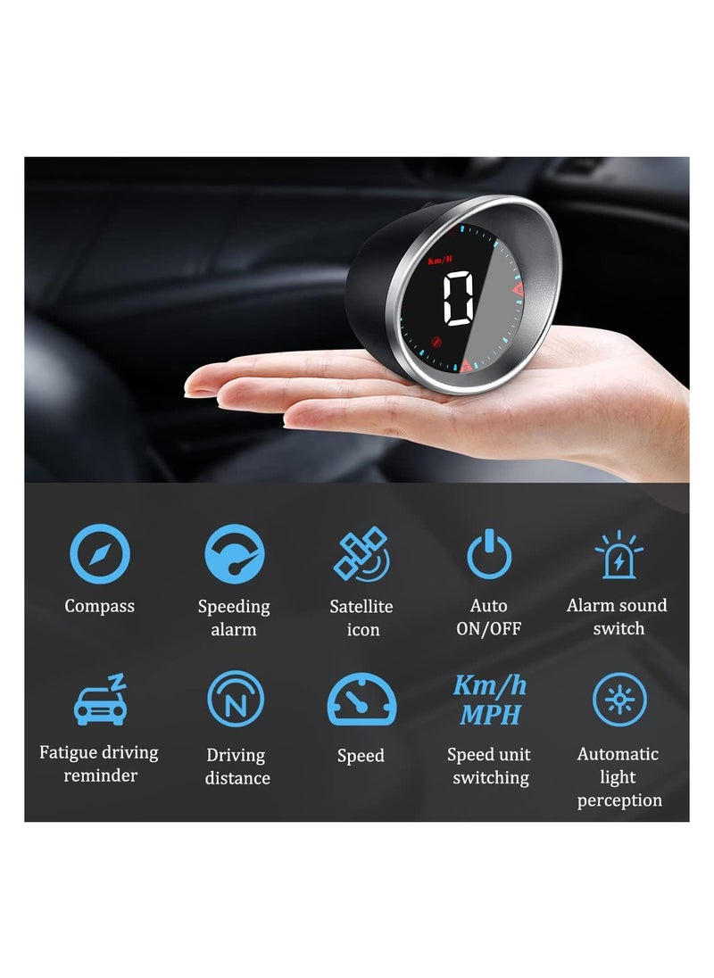 SHEZA STAR - Auto Car HUD Head Up Display KMH & MPH Digital GPS Smart Speedometer with OverSpeed Alarm Fatigue Driving Warning, Navigation Compass, 2.4'' LCD Screen, USB Plug & Play, for All Vehicle - Image 1