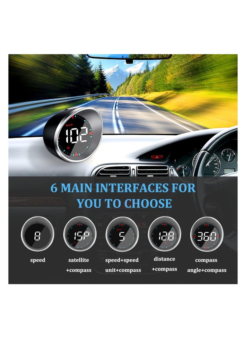 SHEZA STAR - Auto Car HUD Head Up Display KMH & MPH Digital GPS Smart Speedometer with OverSpeed Alarm Fatigue Driving Warning, Navigation Compass, 2.4'' LCD Screen, USB Plug & Play, for All Vehicle - Image 1