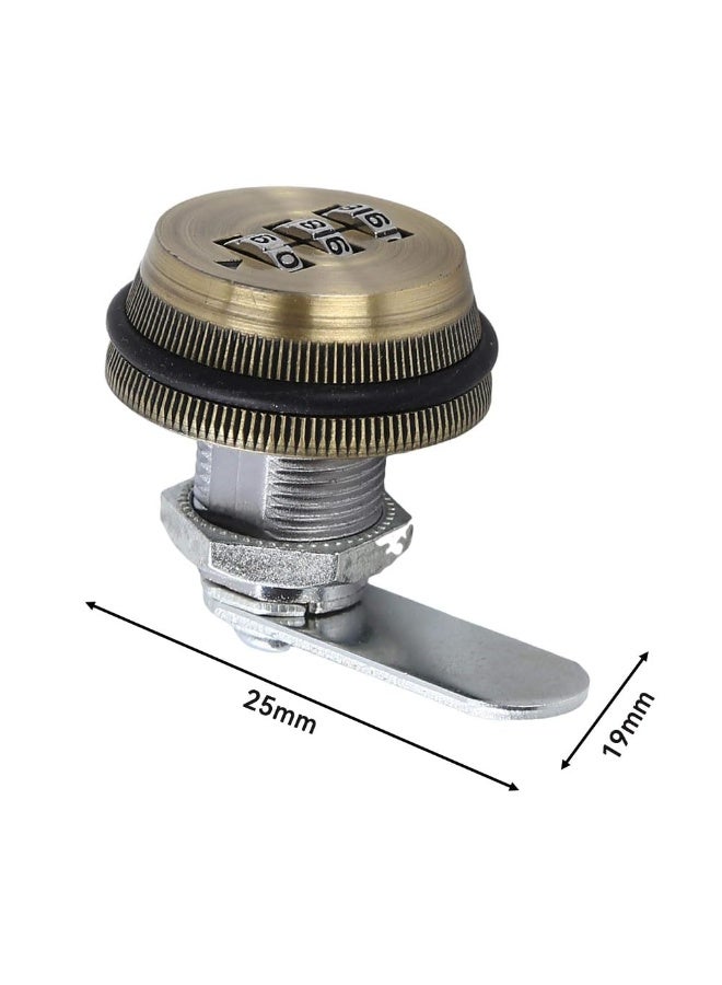 JZS Cabinet Cam Lock,3 Digit Password Coded Cabinet Drawer Lock Security Locks for Dressing Locker Drawer Letter Box,25mm,Bronze - Image 2