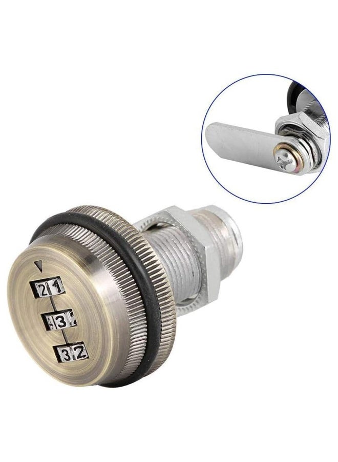 JZS Cabinet Cam Lock,3 Digit Password Coded Cabinet Drawer Lock Security Locks for Dressing Locker Drawer Letter Box,25mm,Bronze - Image 3