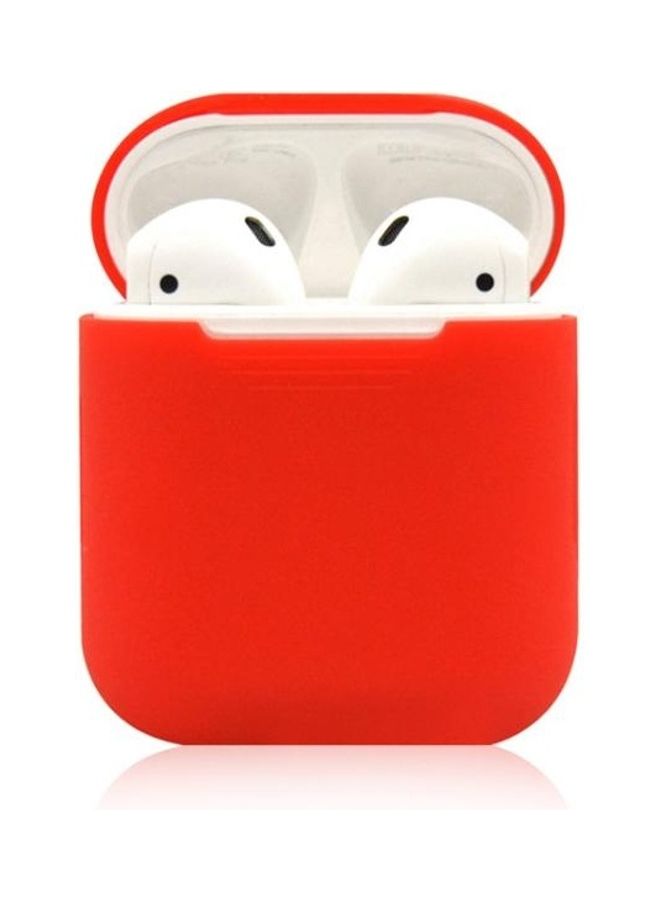 غطاء حماية واق من السيليكون لسماعات أبل آيربودز 1/2 أحمر