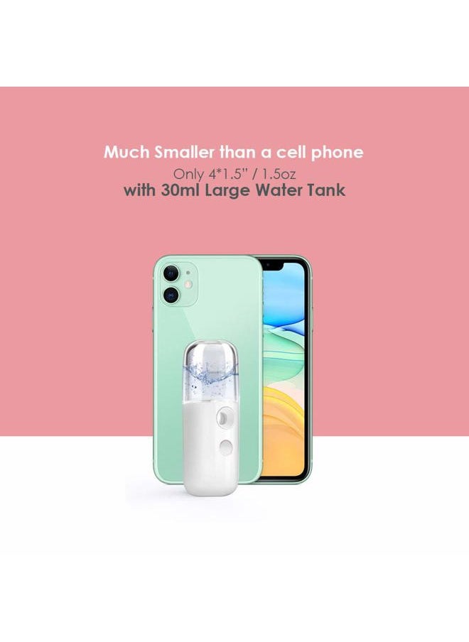 GIVERARE - Nano Facial Steamer, Handy Mini Mister, USB Rechargeable Mist Sprayer, 30ml Visual Water Tank Moisturizing&Hydrating for Face, Daily Makeup, Skin Care, Eyelash Extensions-White - Image 1