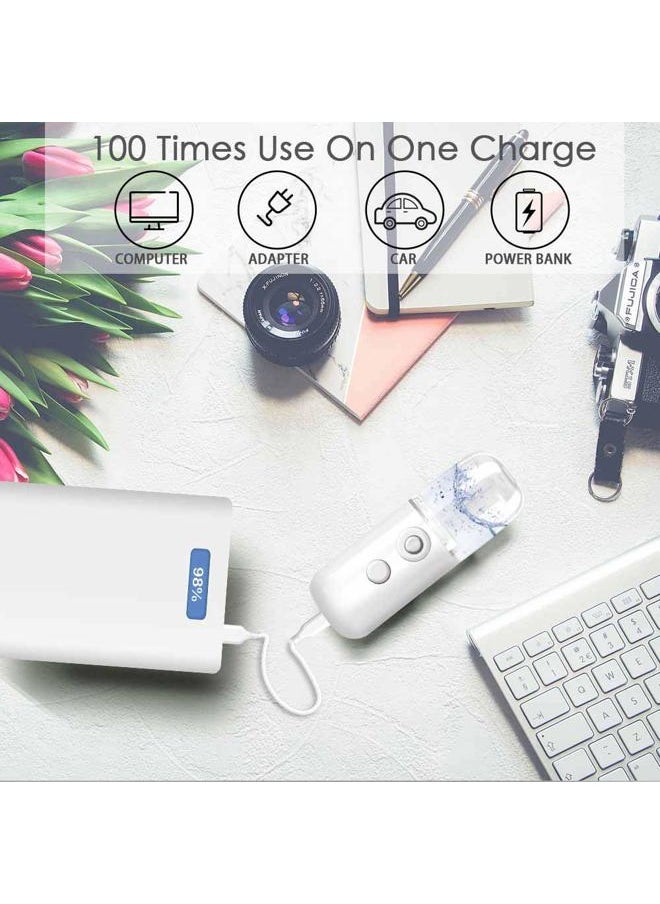 GIVERARE - Nano Facial Steamer, Handy Mini Mister, USB Rechargeable Mist Sprayer, 30ml Visual Water Tank Moisturizing&Hydrating for Face, Daily Makeup, Skin Care, Eyelash Extensions-White - Image 1