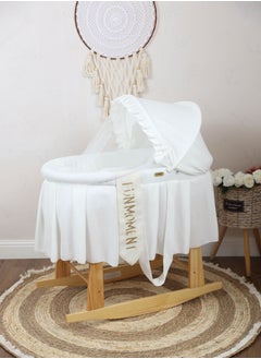 Moses basket baby bassinet with wooden rocking stand