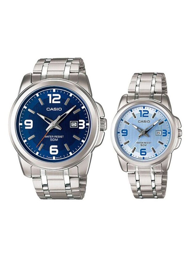 CASIO Unisex Stainless Steel Analog Couple Watch Set - Image 1