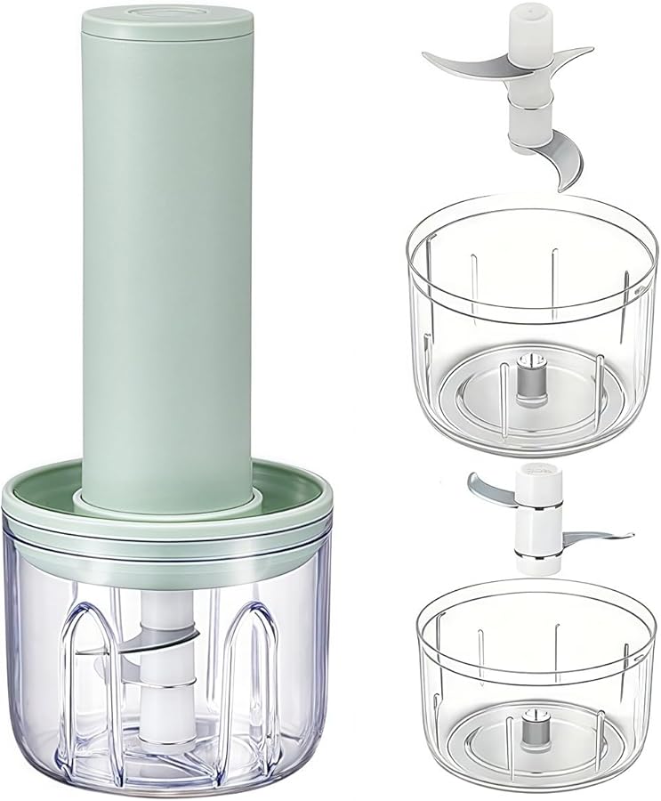 Green USB Electric Garlic Vegetable Chopper Machine Stainless Steel Blade Easy Clean - Image 2