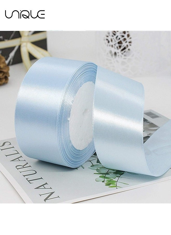 Unique - Light Blue Satin Ribbon, 1-1/2 Inches x 25 Yards Fabric Satin Ribbon for Gift Wrapping, Crafts, Hair Bows Making, Wreath, Wedding Party Decoration and Other Sewing Projects - Image 1
