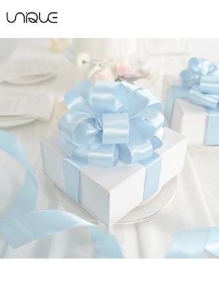 Light Blue Satin Ribbon, 1-1/2 Inches x 25 Yards Fabric Satin Ribbon for Gift Wrapping, Crafts, Hair Bows Making, Wreath, Wedding Party Decoration and Other Sewing Projects - view 2