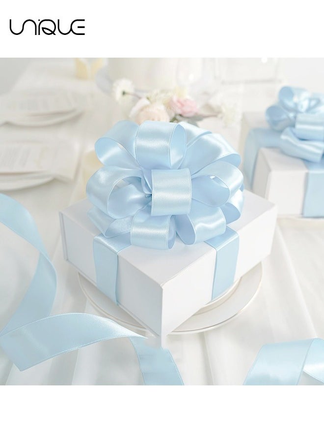 Unique - Light Blue Satin Ribbon, 1-1/2 Inches x 25 Yards Fabric Satin Ribbon for Gift Wrapping, Crafts, Hair Bows Making, Wreath, Wedding Party Decoration and Other Sewing Projects - Image 1
