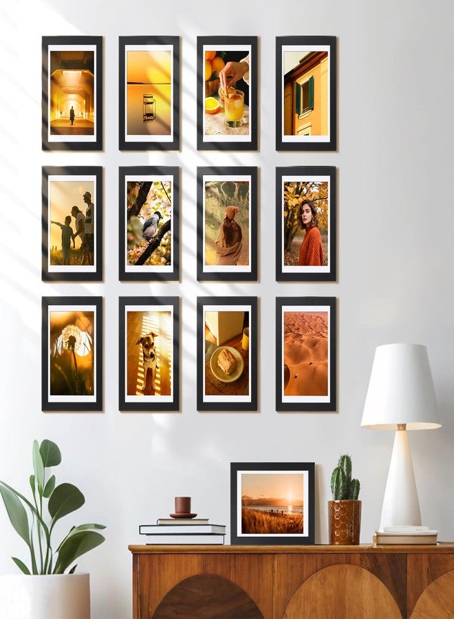 HappyHapi 4x6 Picture Frame Set of 10, Black Frames Wall or Tabletop Display Photo 3.5x5 with Mat or 4x6 without, Gallery Frames Set (Black) - Image 3