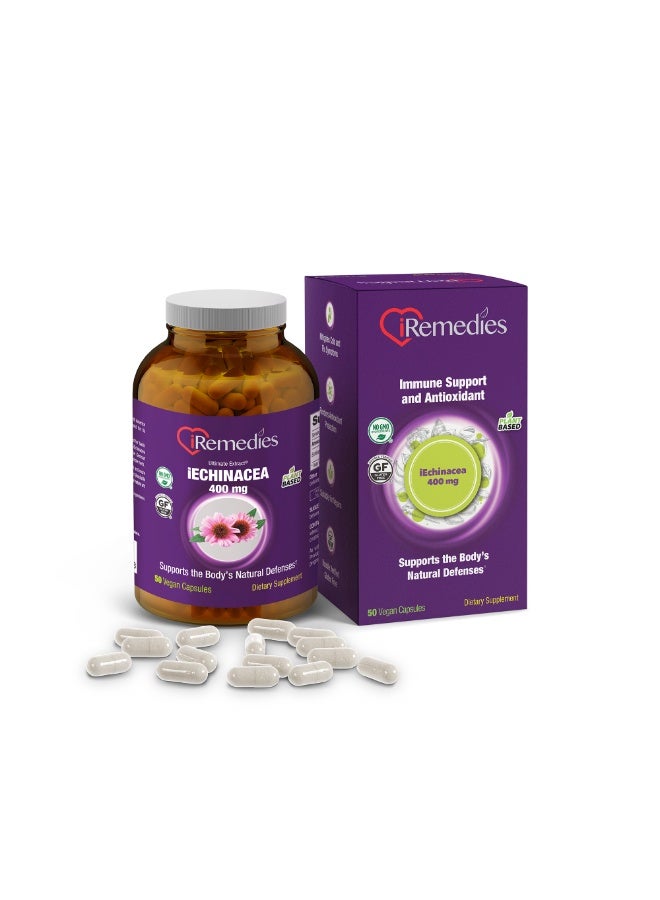 iRemedies iEchinacea 400 mg – Natural Support for Immune Strength & Seasonal Wellness - 50 Vegan Capsules - Image 1