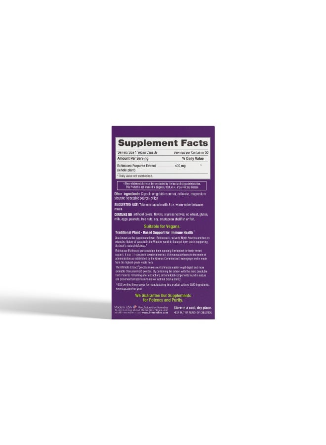 iRemedies iEchinacea 400 mg – Natural Support for Immune Strength & Seasonal Wellness - 50 Vegan Capsules - Image 3