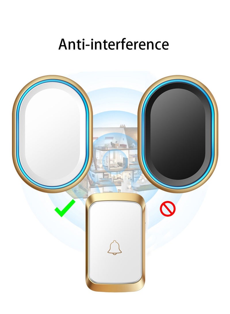 Smart Waterproof Wireless Doorbell, with LED Flash, Home Smart Ultra Remote Electronic Remote Control Doorbell, UK Plug - Image 2