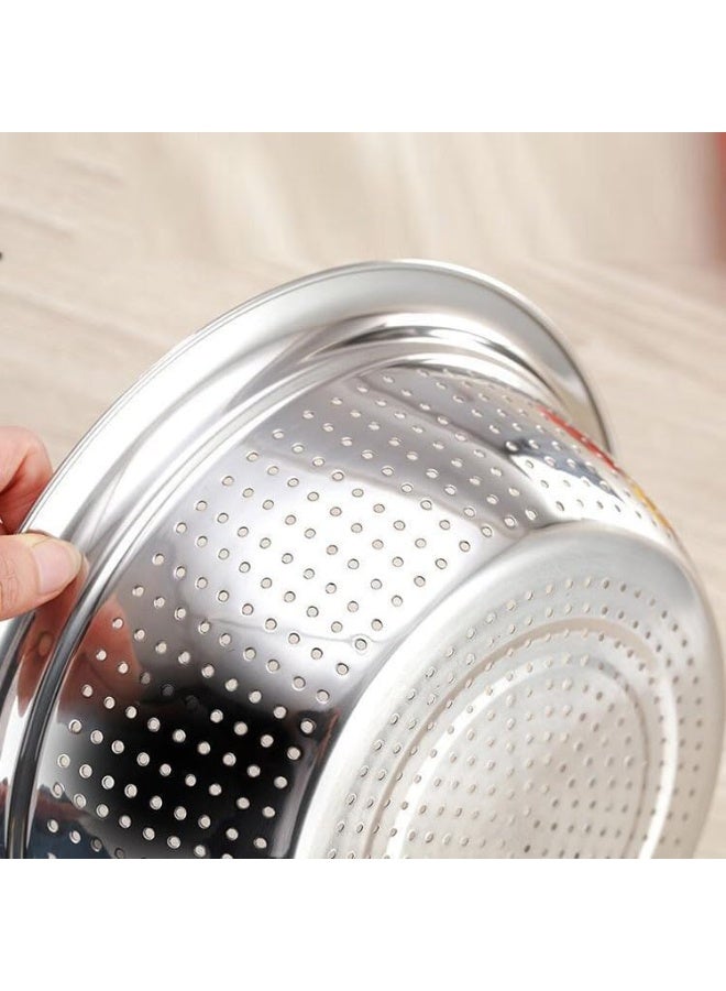 كيلا مصفاة من الفولاذ المقاوم للصدأ، مجموعة مصفاة صغيرة الحجم 30 سم مع وعاء خلط، مثالية لتصفية المعكرونة المطبوخة والشعيرية، وغسل الخضروات والفواكه. - Image 5