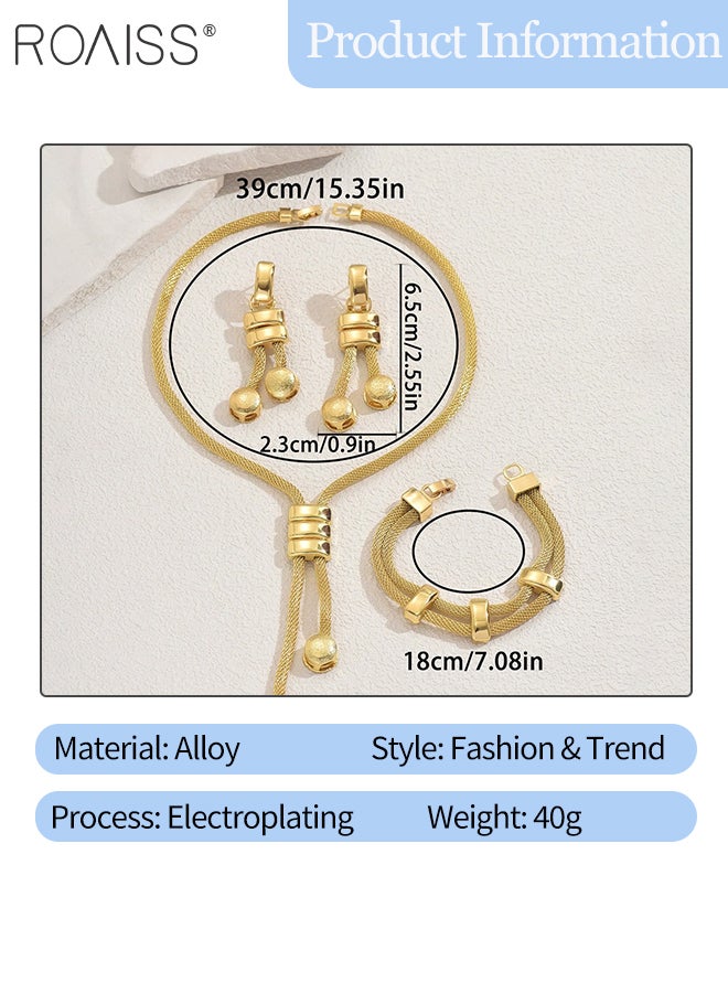 رويس مجموعة مجوهرات مكونة من 4 قطع من الأقراط الذهبية والقلائد والأساور للنساء، قلادة عصرية، إكسسوارات رائعة وأنيقة، مناسبة لحفلات الزفاف والارتداء اليومي - Image 2