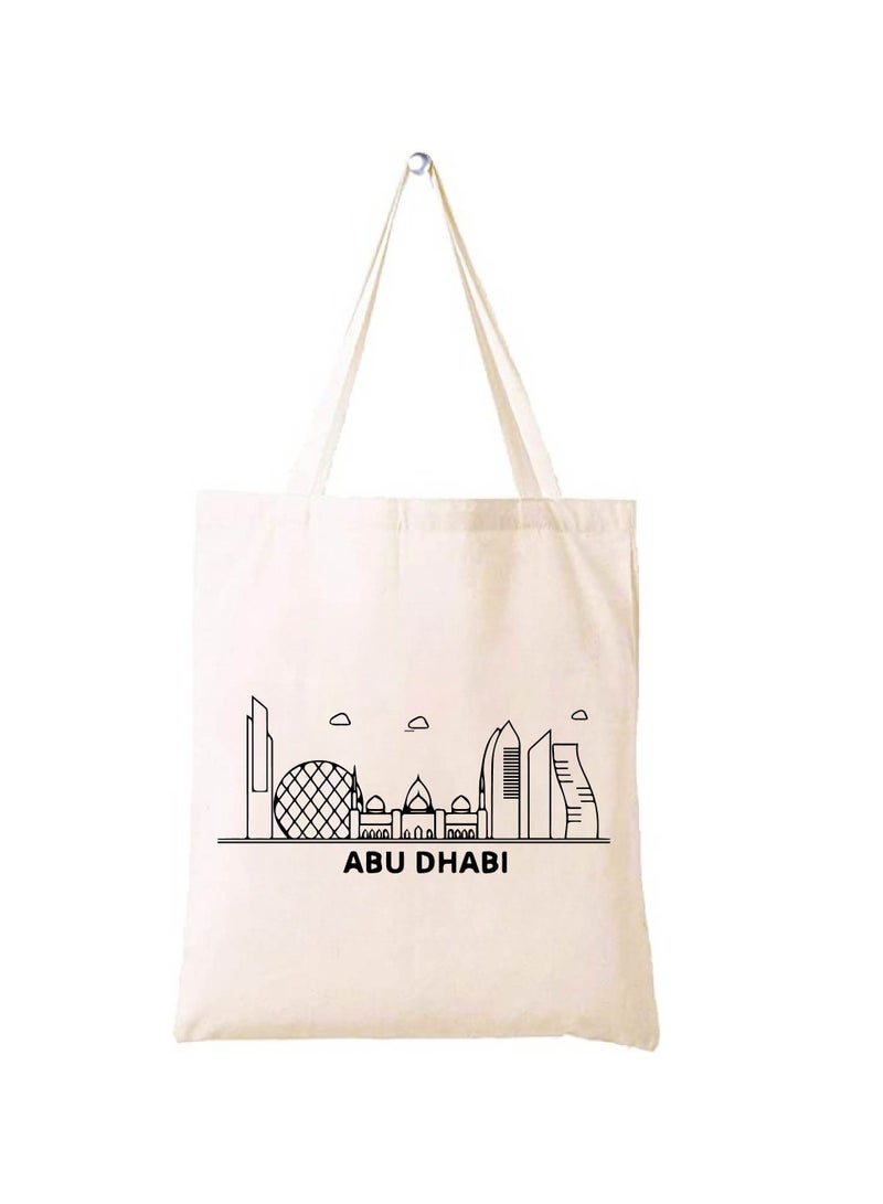 Cotton Tote Bag with Abu Dhabi Design - Eco-Friendly Souvenir and Travel Accessory - Great Gift and Travel Companion - Perfect for Shopping and Everyday Use - Image 1