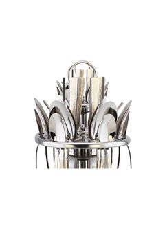 Berger 24 Piece Silverware Flatware Cutlery Set with Round Stand, Stainless Steel Includes 6 Knife, 6 Fork, 6 Tea Spoon, 6 Dinner Spoon, Mirror Polished, Dishwasher Safe  - Image 4