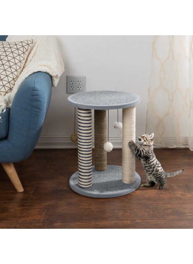 PETMAKER Cat Scratching Post - 3 Scratcher Posts with Carpeted Scratch Pad Base and Perch - Furniture Scratching Deterrent for Indoor Cats by PETMAKER (Gray) - Image 2